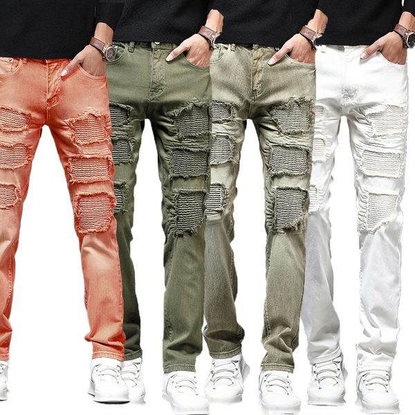 men's jeans spring fold elastic multicolor destruction tie cloth urban middle waist men's denim pants, Blue
men's jeans spring fold elastic multicolor destruction tie cloth urban middle waist men's denim pants, Blue