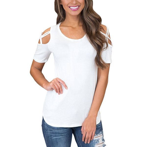 women t-shirts casual off the shoulder tees female simple basic tshirts for ladies, White 
women t-shirts casual off the shoulder tees female simple basic tshirts for ladies, White