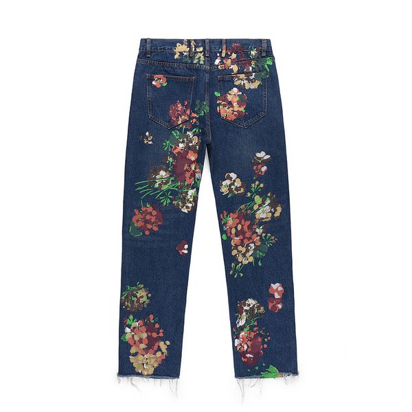 high street fashion designer jean ink splash print flower grey hand painted pattern jeans, Blue
high street fashion designer jean ink splash print flower grey hand painted pattern jeans, Blue