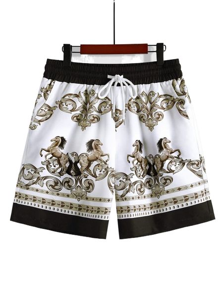 men horse & baroque print shorts k4zj#, White;black