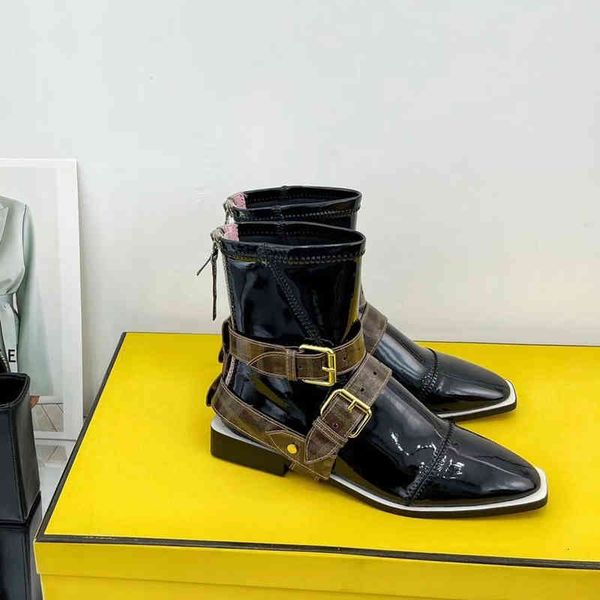 boots black stretchy neoprene flats ankle boots patent leather back zip buckle shoes rounded toe low heel booties luxury designers shoe for
boots black stretchy neoprene flats ankle boots patent leather back zip buckle shoes rounded toe low heel booties luxury designers shoe for