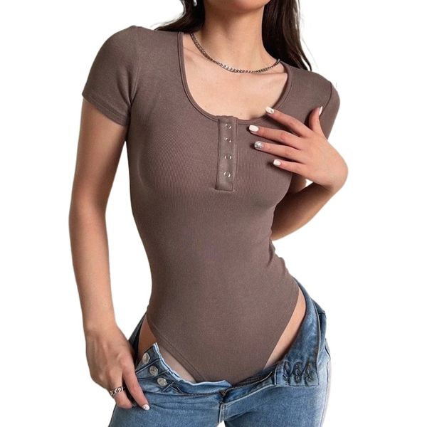 europe and the united states ins slim slim bottoming shirt women summer new short sleeve t-shirt half-open collar solid color slim jumpsuit, White
europe and the united states ins slim slim bottoming shirt women summer new short sleeve t-shirt half-open collar solid color slim jumpsuit, White