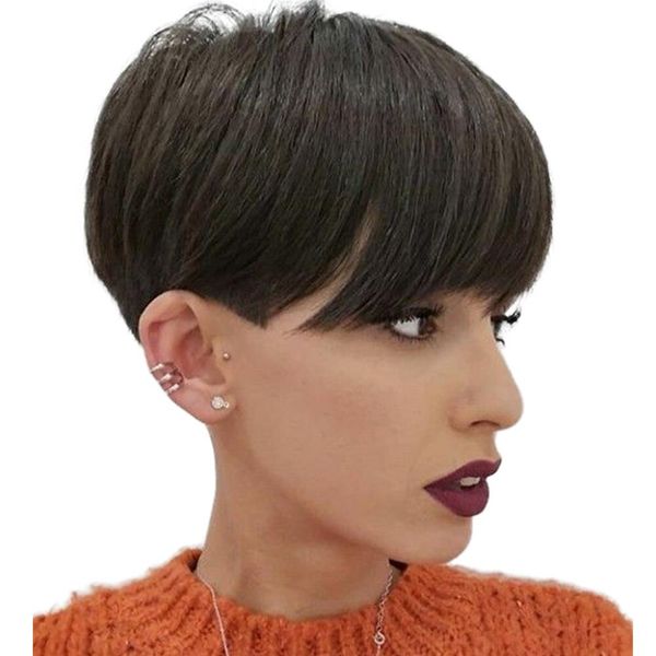 machine made none lace highlight color glueless wigs short human hair wig pixie cut straight remy brazilian hair for black women, Black;brown
machine made none lace highlight color glueless wigs short human hair wig pixie cut straight remy brazilian hair for black women, Black;brown