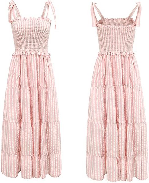 & tees women's summer cotton adjustable straps bohemian stripe casual flowing a-line midlength dress, White
& tees women's summer cotton adjustable straps bohemian stripe casual flowing a-line midlength dress, White