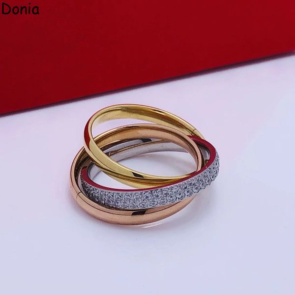 donia jewelry luxury ring european and american fashion three-color glossy three-ring titanium steel micro-set zircon ring designer with box, Silver
donia jewelry luxury ring european and american fashion three-color glossy three-ring titanium steel micro-set zircon ring designer with box, Silver
