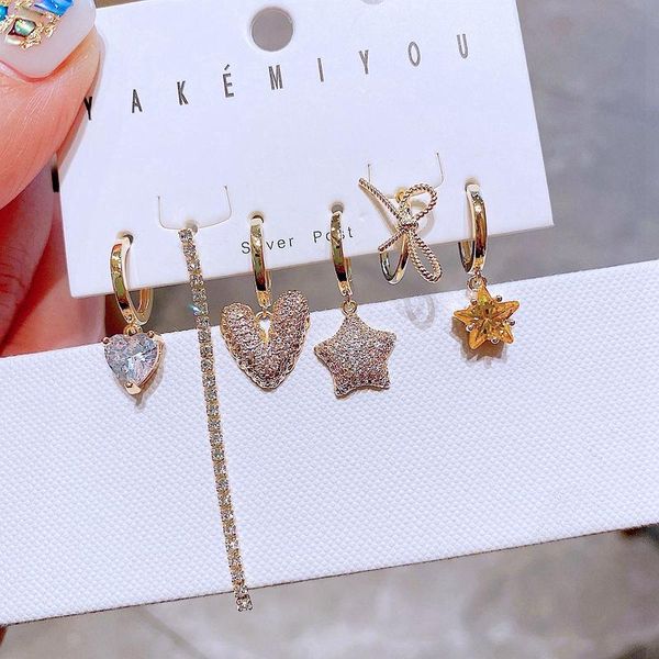 dangle & chandelier luxury 6pcs mix star heart earrings with bowknot ear cuff gold color cubic zircon women set, Silver
dangle & chandelier luxury 6pcs mix star heart earrings with bowknot ear cuff gold color cubic zircon women set, Silver