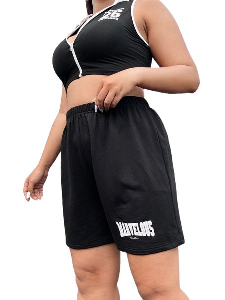 plus letter graphic shorts j0cs#, Black
plus letter graphic shorts j0cs#, Black