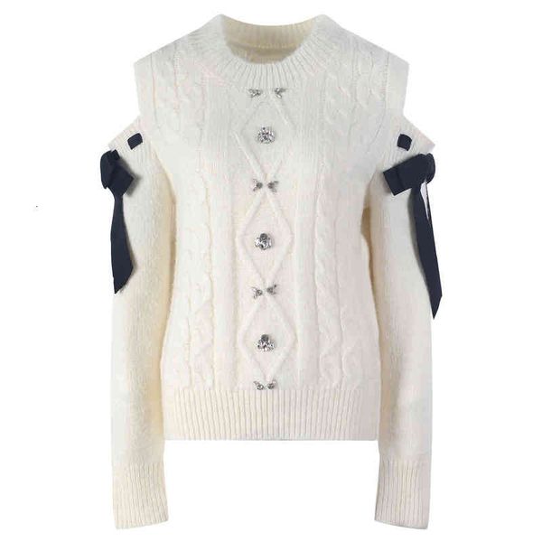 women's knits tees korean sweet off shoulder bow fried dough twist diamond studded pullover loose sweater for women autumn af5t, White
women's knits tees korean sweet off shoulder bow fried dough twist diamond studded pullover loose sweater for women autumn af5t, White
