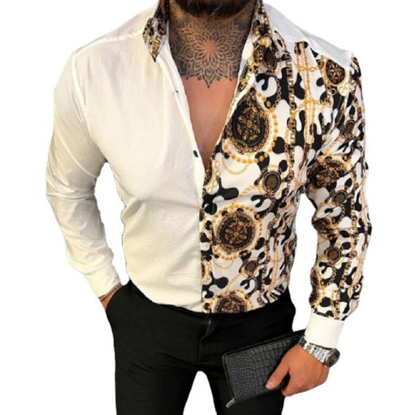 men's casual shirts fashion luxury men turn-down collar buttoned slim leopard print long sleeve blouse male clothing cardigan, White;black
men's casual shirts fashion luxury men turn-down collar buttoned slim leopard print long sleeve blouse male clothing cardigan, White;black