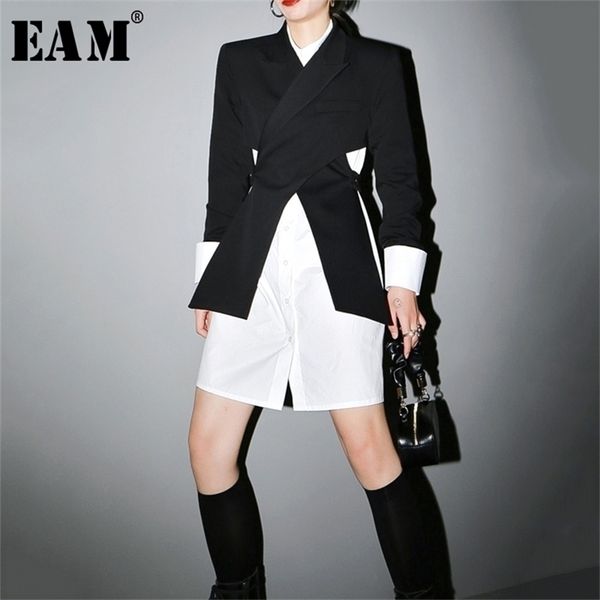 eam women black cross split joint blazer lapel long sleeve loose fit jacket fashion spring autumn 1t447 y201026, White;black
eam women black cross split joint blazer lapel long sleeve loose fit jacket fashion spring autumn 1t447 y201026, White;black