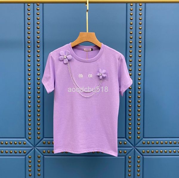 women's t-shirt 22 spring and summer miu letter embroidery three-dimensional chain diamond flower decoration sweet aging short sleeve t, White
women's t-shirt 22 spring and summer miu letter embroidery three-dimensional chain diamond flower decoration sweet aging short sleeve t, White