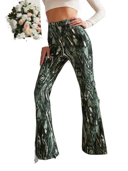 sbetro high waist allover print flare leg pants 30o2#, Black;white
sbetro high waist allover print flare leg pants 30o2#, Black;white