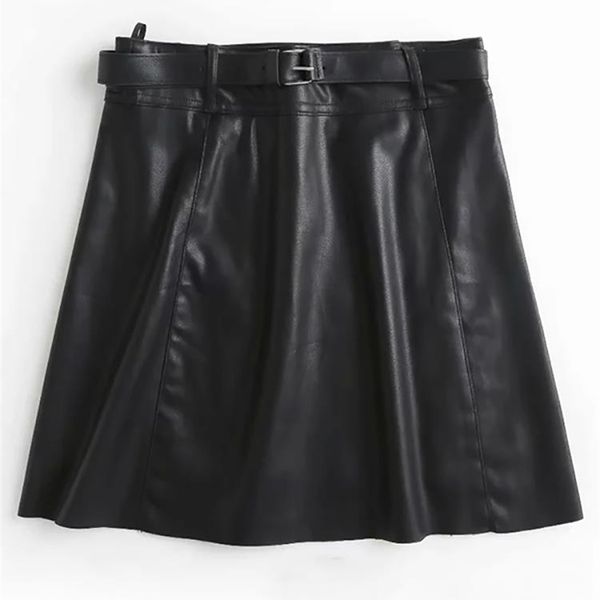 aachoae chic women black pu faux leather skirt with belt high waist ladies mini female a line fashion s 220317
aachoae chic women black pu faux leather skirt with belt high waist ladies mini female a line fashion s 220317