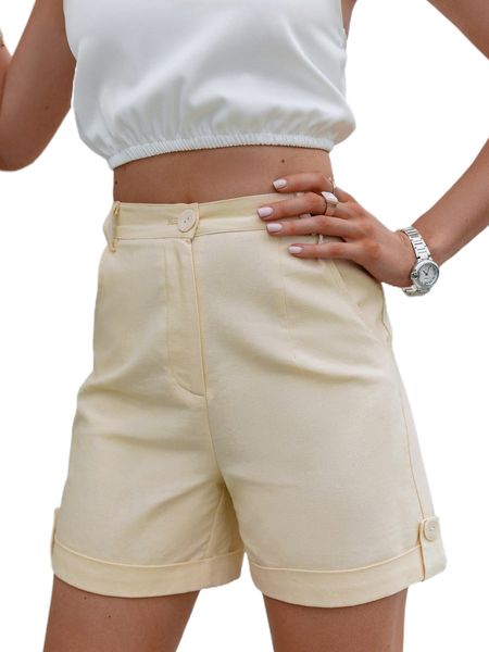 sollinarry high waist roll hem shorts 19h0#, White;black