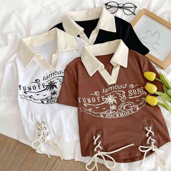 women's t-shirt 2022 american coconut letter print contrast polo collar strap design spice girl slim fit shoulder t-shirt aigb, White
women's t-shirt 2022 american coconut letter print contrast polo collar strap design spice girl slim fit shoulder t-shirt aigb, White