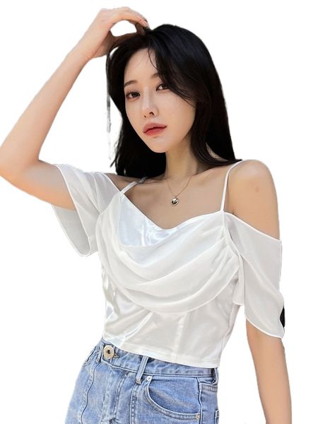 dazy draped cold shoulder zip back u5c8#, White
dazy draped cold shoulder zip back u5c8#, White