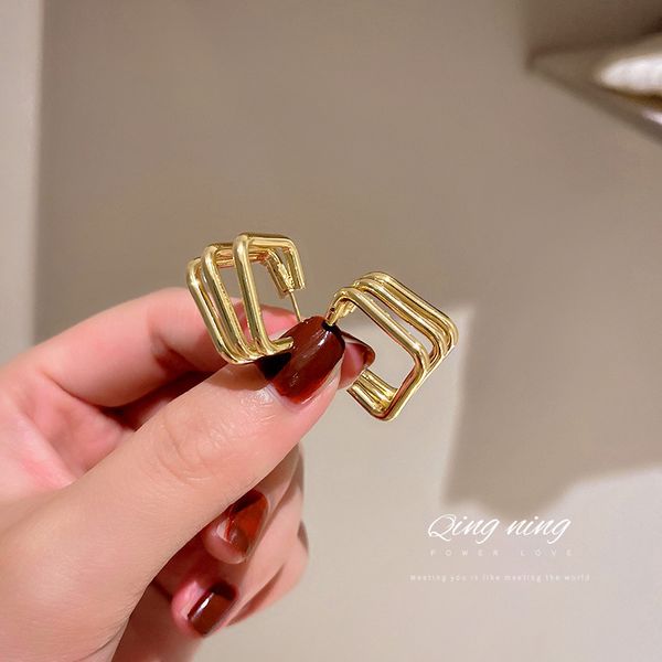 925 silver needle korean fashion personalized multi-layer square metal eardrop earring cold style temperament design earrings for women, Golden
925 silver needle korean fashion personalized multi-layer square metal eardrop earring cold style temperament design earrings for women, Golden