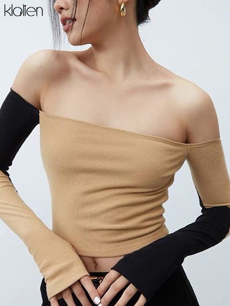 autumn fashion casual patchwork long sleeve slash neck knit t shirt for women streetwear wild basic female crop top, White
autumn fashion casual patchwork long sleeve slash neck knit t shirt for women streetwear wild basic female crop top, White