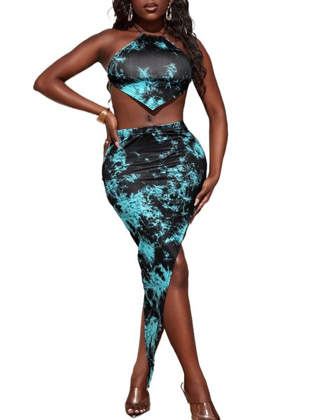 sxy tie dye crisscross backless knot bandana halter & asymmetrical hem skirt q7lh#, White
sxy tie dye crisscross backless knot bandana halter & asymmetrical hem skirt q7lh#, White