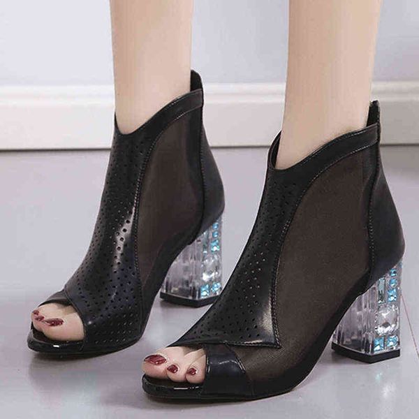 sandals women peep toe ankle boots summer 2022 black mesh high clear heels hollow out botas shoes woman 220427
sandals women peep toe ankle boots summer 2022 black mesh high clear heels hollow out botas shoes woman 220427