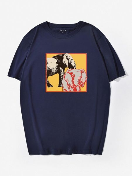 men elephant print tee q8vp#, White;black 
men elephant print tee q8vp#, White;black