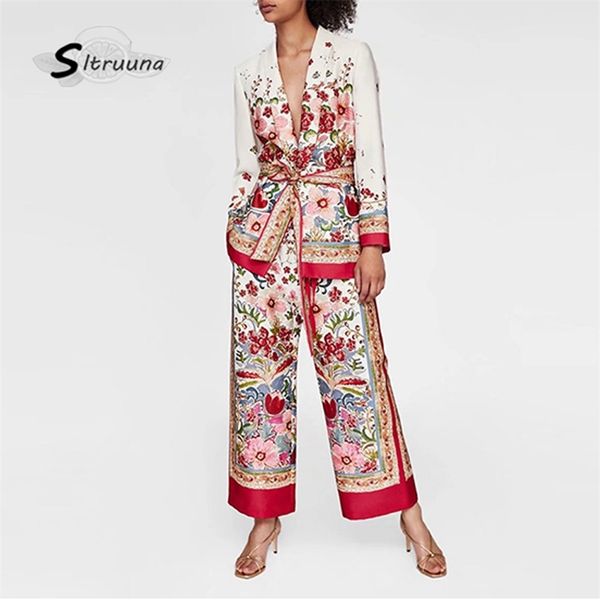 sitruuna women spring long sleeve print blazers jackets vintage floral female suits casual street office lady sets loose bottoms lj200907, White;black
sitruuna women spring long sleeve print blazers jackets vintage floral female suits casual street office lady sets loose bottoms lj200907, White;black