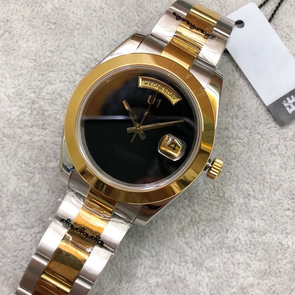 st9 steel watch two tone day date 40mm black dial smooth bezel automatic mechanical movement sapphire glass president mens wristwatches, Slivery;brown
st9 steel watch two tone day date 40mm black dial smooth bezel automatic mechanical movement sapphire glass president mens wristwatches, Slivery;brown