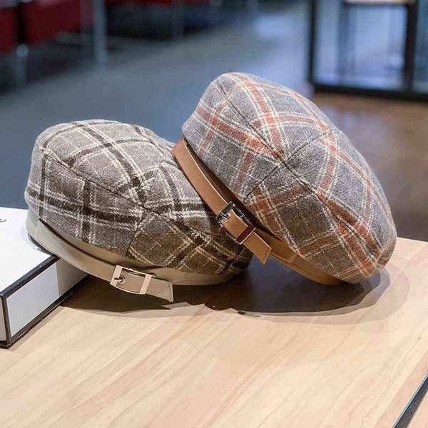 hats for women autumn winter hats grid pattern belt metal buckle keep warm windproof girl painter hat cap female beret hat j220722, Blue;gray
hats for women autumn winter hats grid pattern belt metal buckle keep warm windproof girl painter hat cap female beret hat j220722, Blue;gray