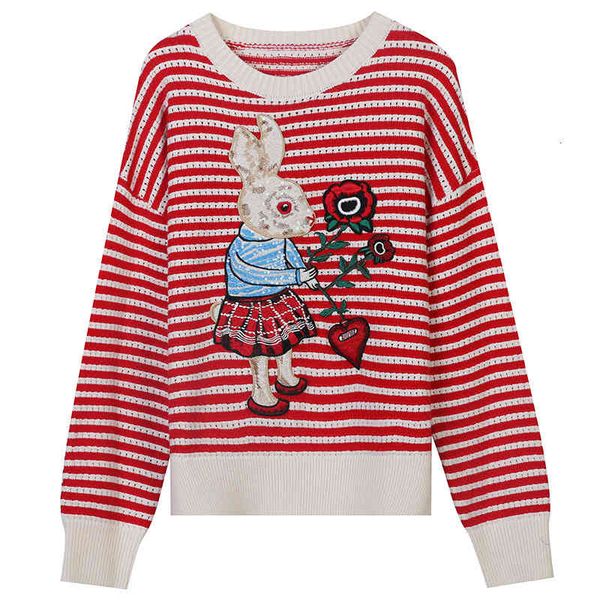 women's sweaters red year sweater 2022 spring contrast striped rabbit flower embroidery academy style slim pullover 4ceb, White;black
women's sweaters red year sweater 2022 spring contrast striped rabbit flower embroidery academy style slim pullover 4ceb, White;black