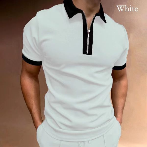 2021 european and american spring and summer new polo shirt zipper color matching men's t-shirt top, White;black
2021 european and american spring and summer new polo shirt zipper color matching men's t-shirt top, White;black