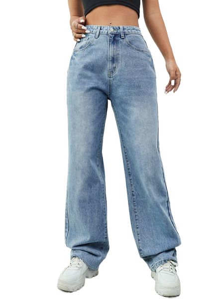 light washed high waist jeans c5wo#, Blue
light washed high waist jeans c5wo#, Blue
