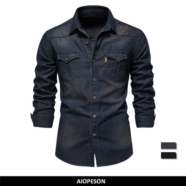 mens casual shirts aiopeson brand elastic cotton denim shirt men long sleeve qu 220823, White;black
mens casual shirts aiopeson brand elastic cotton denim shirt men long sleeve qu 220823, White;black