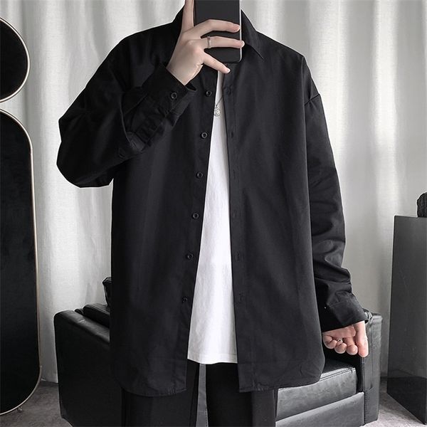 sping autumn korean fashion mens shirts daily casual loose button down cooton long sleeve black khaki white shirts 4xl 5xl 210412, White;black
sping autumn korean fashion mens shirts daily casual loose button down cooton long sleeve black khaki white shirts 4xl 5xl 210412, White;black