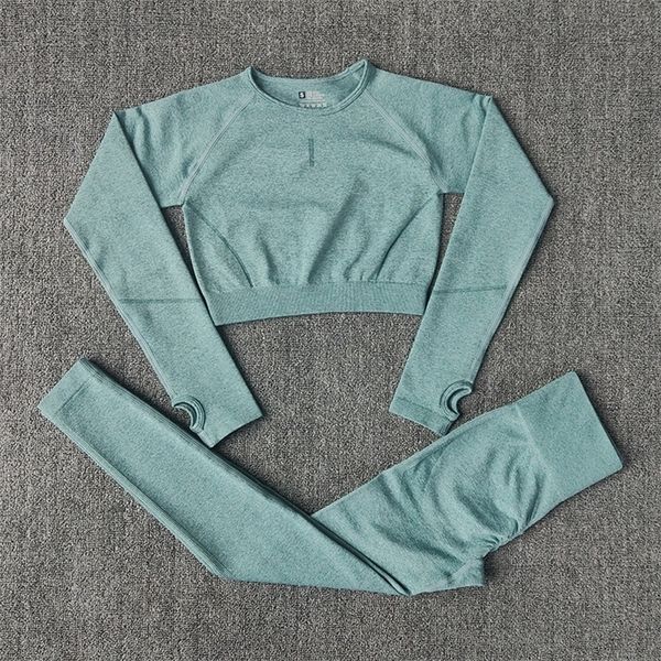 solid women seamless yoga set gym clothing fitness leggings+long shirts sport suit long sleeve tracksuit active wear 220330, Gray
solid women seamless yoga set gym clothing fitness leggings+long shirts sport suit long sleeve tracksuit active wear 220330, Gray