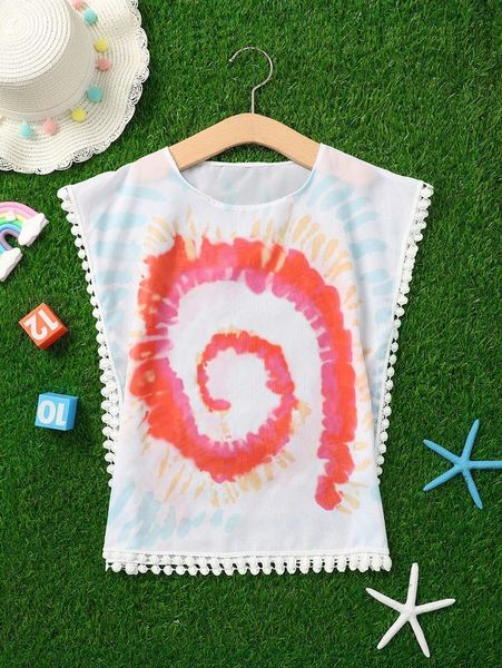 toddler girls tie dye cover up she, Blue