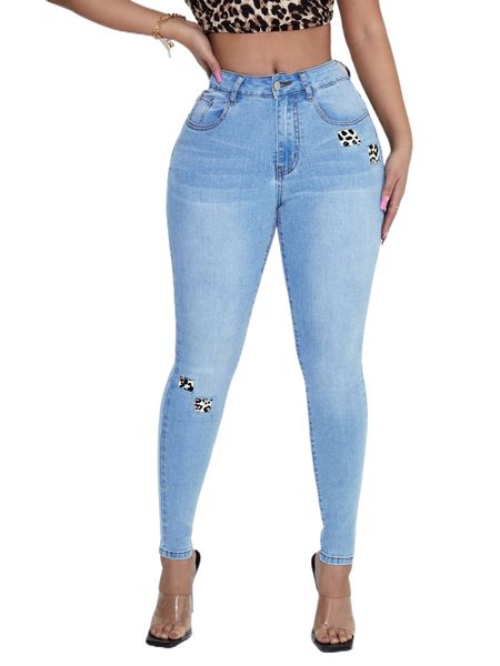 leopard rag stitching skinny jeans b3ty#, Blue
leopard rag stitching skinny jeans b3ty#, Blue