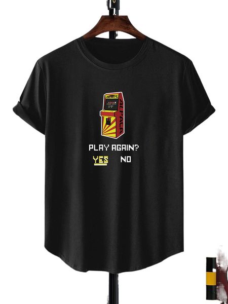 men game console & slogan graphic tee r5qc#, White;black 
men game console & slogan graphic tee r5qc#, White;black