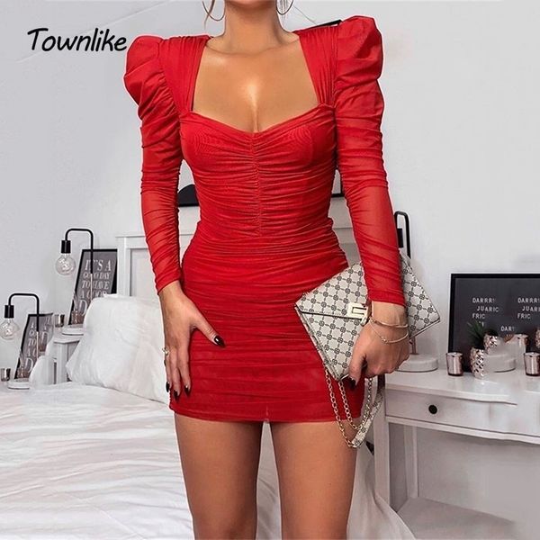 townlike double layer mesh mini party dress women long sleeve autumn winter dress ladies fold bodycon bandage dresses y200418, Black;pink
townlike double layer mesh mini party dress women long sleeve autumn winter dress ladies fold bodycon bandage dresses y200418, Black;pink