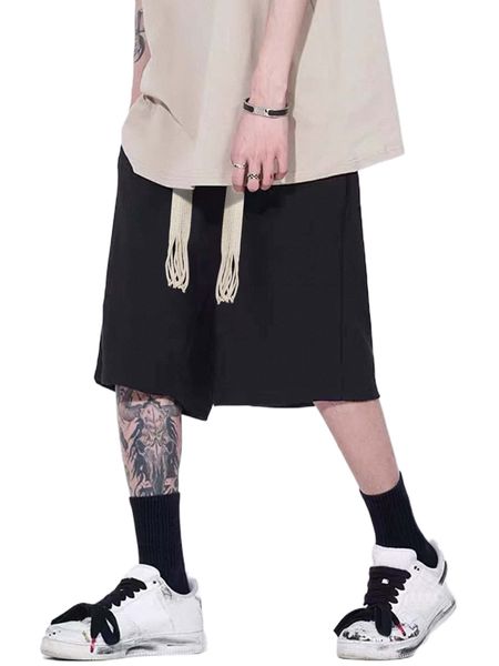 men drawstring waist straight leg shorts 124d#, White;black
men drawstring waist straight leg shorts 124d#, White;black