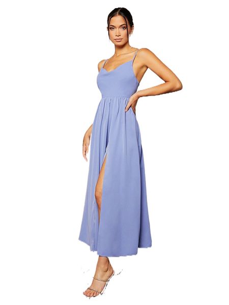 draped collar slit thigh backless bridesmaid dress b4ek#, White;black