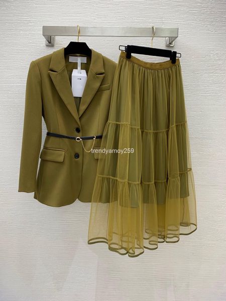 women's two piece pants style suit in early spring with waist closed and thin coat elastic mesh perspective half skirt solid color two-, White
women's two piece pants style suit in early spring with waist closed and thin coat elastic mesh perspective half skirt solid color two-, White