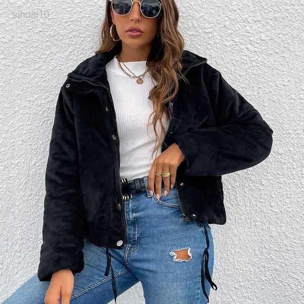 women quilted thicken parkas stand collar short puffer jacket long sleeves fashion padded coat 2022 spring autumn winter l220725, Black
women quilted thicken parkas stand collar short puffer jacket long sleeves fashion padded coat 2022 spring autumn winter l220725, Black