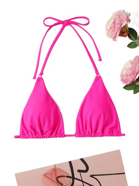 plain halter triangle bikini z2uf#, White;black
plain halter triangle bikini z2uf#, White;black