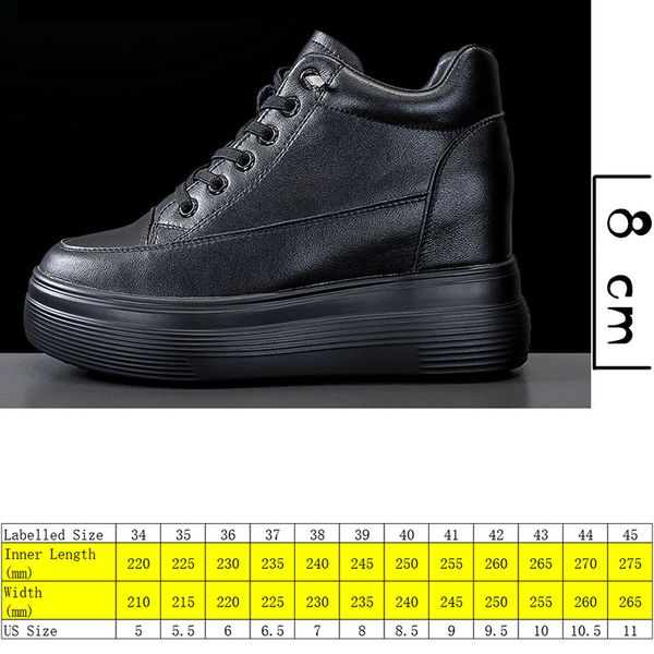 genuine leather platform wedge sneakers hidden heel 8cm high women casual shoes chunky sneakers fashion women ankle boots, Black;yellow
genuine leather platform wedge sneakers hidden heel 8cm high women casual shoes chunky sneakers fashion women ankle boots, Black;yellow