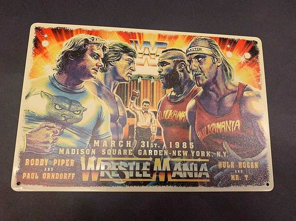 2021 vintage metal signs  wrestle mania 1 hogan mr t roddy pipper metal tin sign poster large 20x30cm nostalgic tin sign man cave wall
2021 vintage metal signs  wrestle mania 1 hogan mr t roddy pipper metal tin sign poster large 20x30cm nostalgic tin sign man cave wall