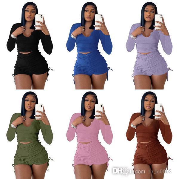 designer tracksuits for women long sleeve crop and shorts pleated drawstring decor two piece set casual outfits, Gray
designer tracksuits for women long sleeve crop and shorts pleated drawstring decor two piece set casual outfits, Gray