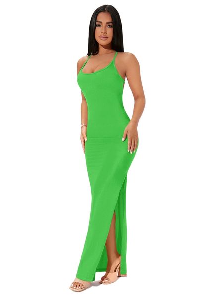 petite solid crisscross tie backless split thigh dress j9zm#, Black;gray 
petite solid crisscross tie backless split thigh dress j9zm#, Black;gray