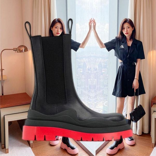 two tone tire chelsea boots women platform chunky boot lady luxe design men mid-calf desiger calfskin slip-on style round toe boots rubber r, Black
two tone tire chelsea boots women platform chunky boot lady luxe design men mid-calf desiger calfskin slip-on style round toe boots rubber r, Black