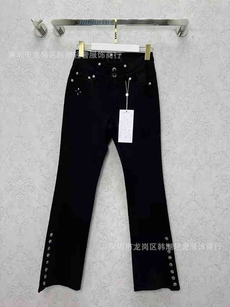 women's jeans black micro horn tight denim pants spring women's high waist breasted split floor, Blue
women's jeans black micro horn tight denim pants spring women's high waist breasted split floor, Blue