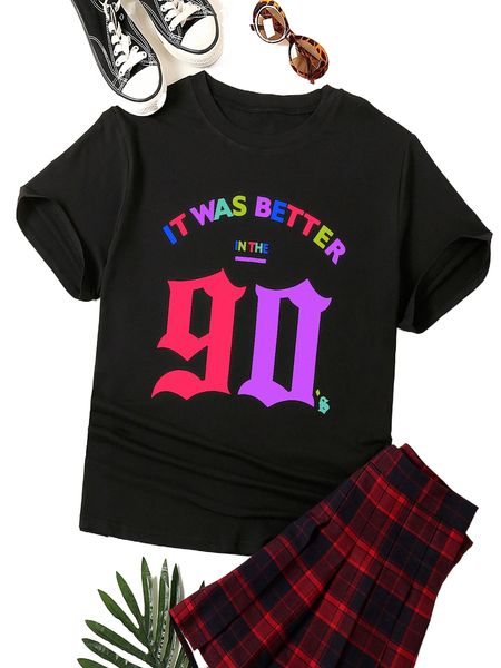 plus slogan graphic tee r8jd#, Black